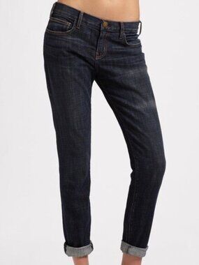 Current/Elliott Womens The Roller Blue Print Straight Jeans 29